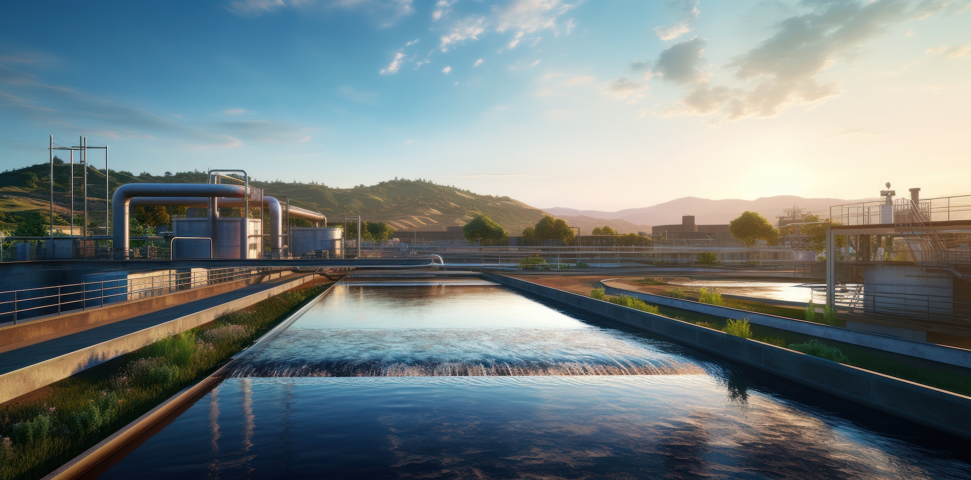 Water treatment basins at a water utility