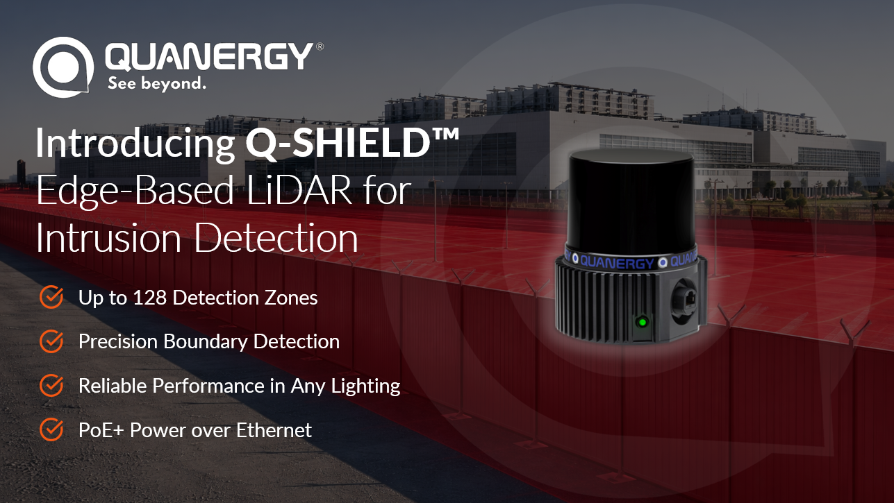 Q-SHIELD LiDAR intrusion detection sensor creating a perimeter detection plane for security monitoring