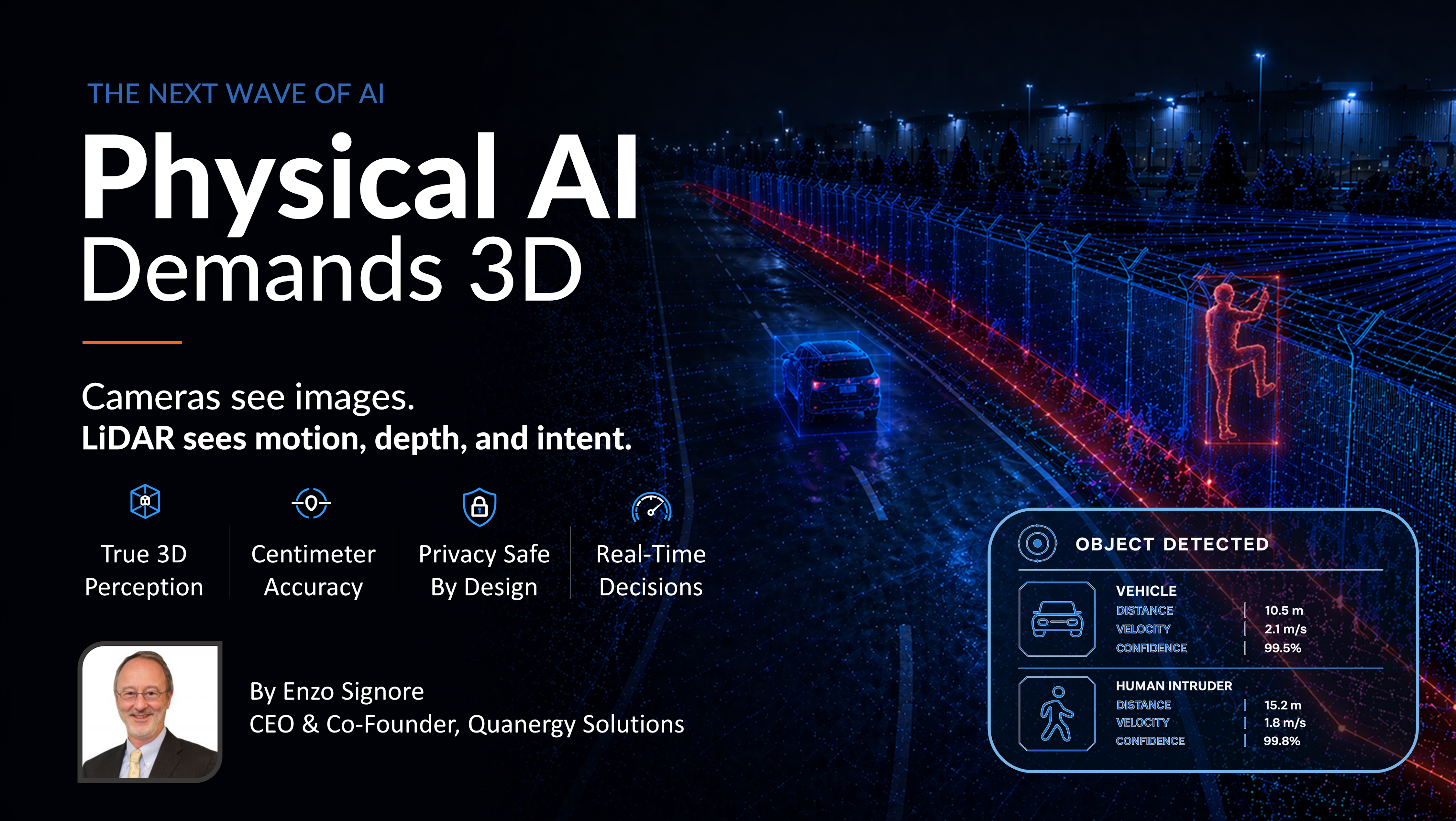 3D LiDAR physical AI detecting perimeter intrusion with real-time object classification and tracking