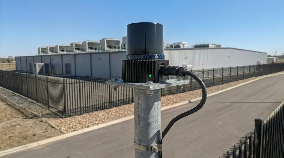 Q-TRACK LR sensor on a pole creating a virtual perimeter around a data center